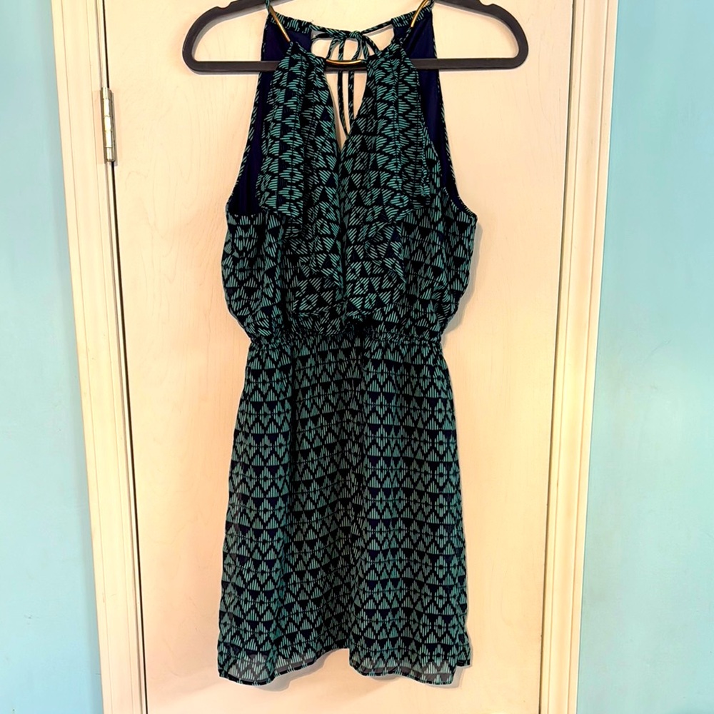 Geometric‎ Patterned and navy dress Pa size 8
